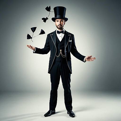Dapper Male Magician in Full Costume