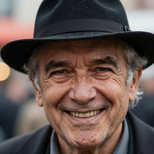 Confident Older Man with Black Hat