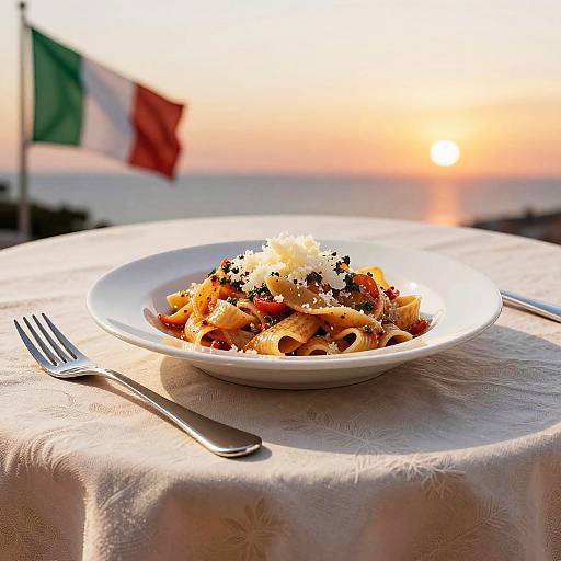 Italian Dinner Table at Sunset