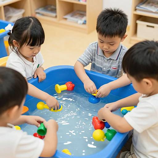 Toddlers Exploring Sensory Water Table