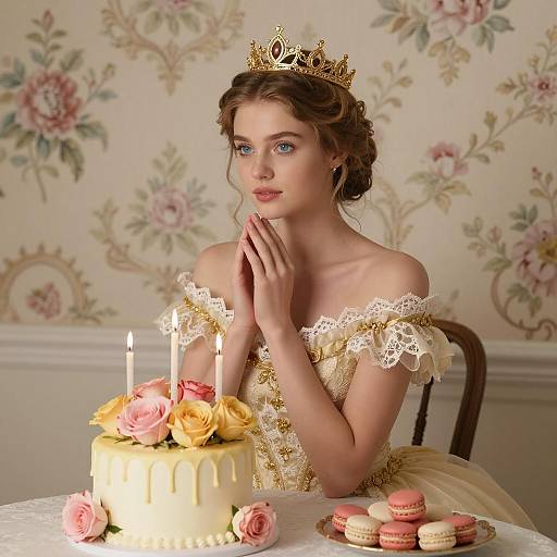 Elegant Princess Cake Fashion Fantasy Scene