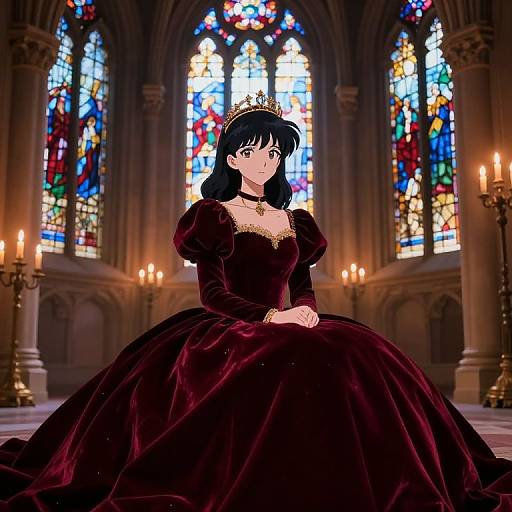 Anime Queen in Candlelit Castle