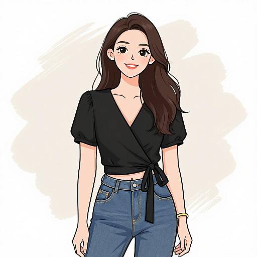 Smiling Woman in Casual Chic Outfit