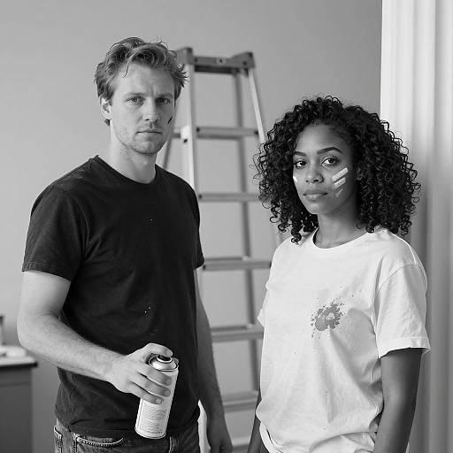 Two People with Paint and Spray Can