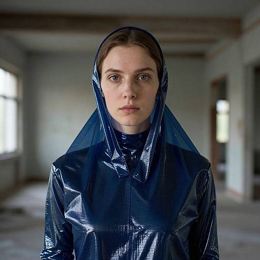 Woman in Dark Blue Cellophane Portrait