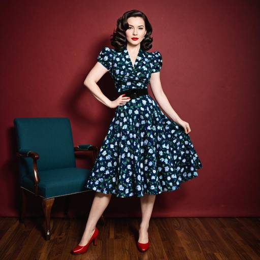 Vintage 1940s Style Woman in Floral Dress