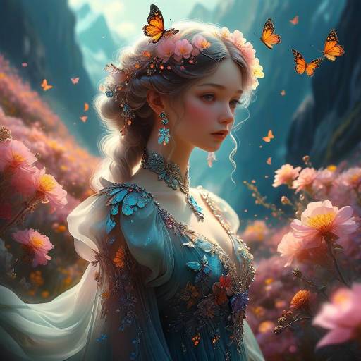 Mythical Creature in Glowing Flower Valley