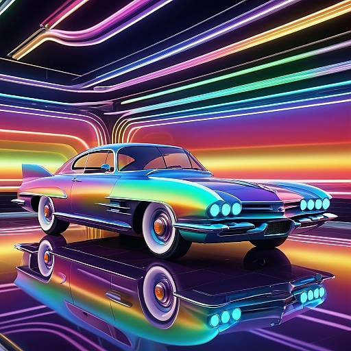 Ultra-Realistic Retro-Futuristic Car Artwork