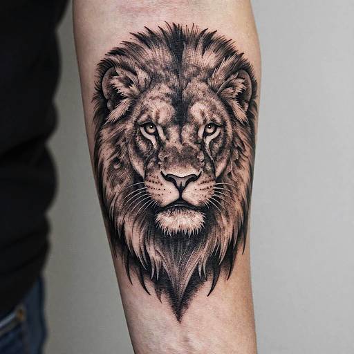 Realistic Monochrome Fierce Lion Tattoo