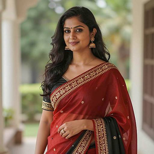 Elegant Portrait of Indian Woman in Sari
