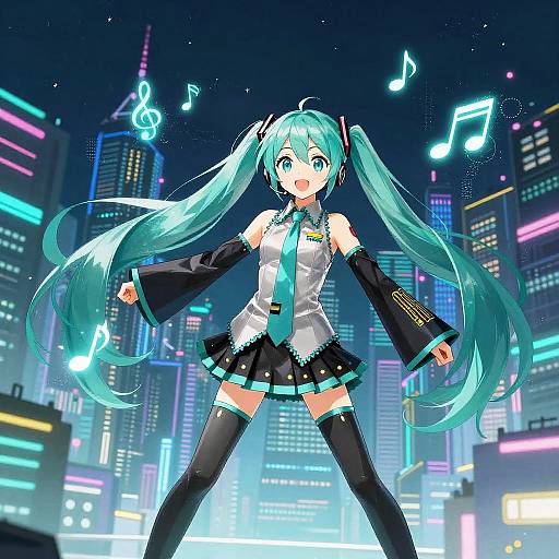Hatsune Miku Cyberpunk City Wallpaper