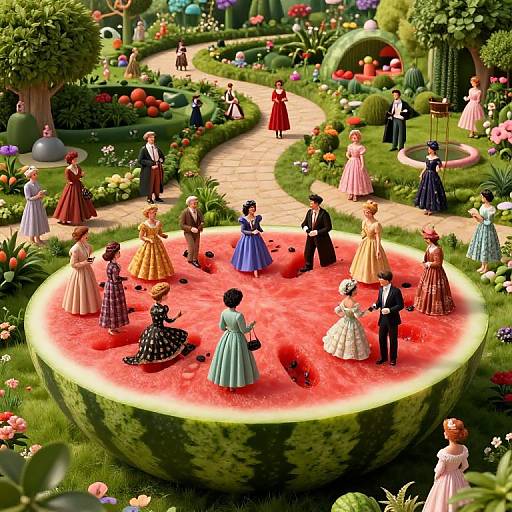 Surreal Garden Party on Watermelon
