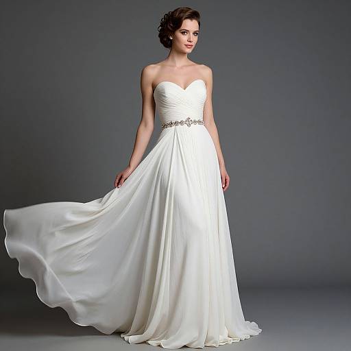 Elegant Woman in Ivory White Gown