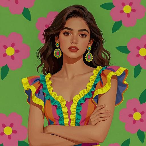 Vibrant Illustration of a Young Woman