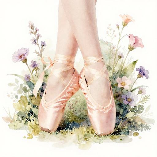 Pink Ballet Shoes with Wildflowers