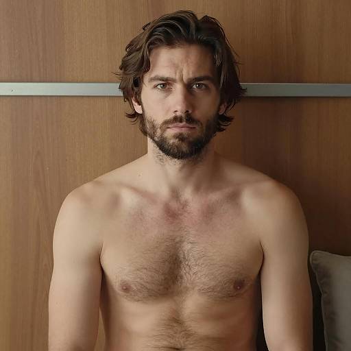 Intense Portrait of a Shirtless Man