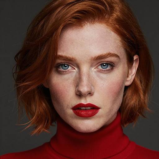 Intense Portrait of a Red-Haired Woman