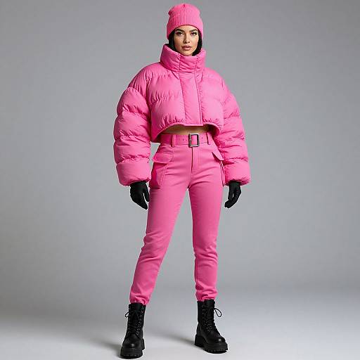 Streetwear Chic Pink Puffer Outfit