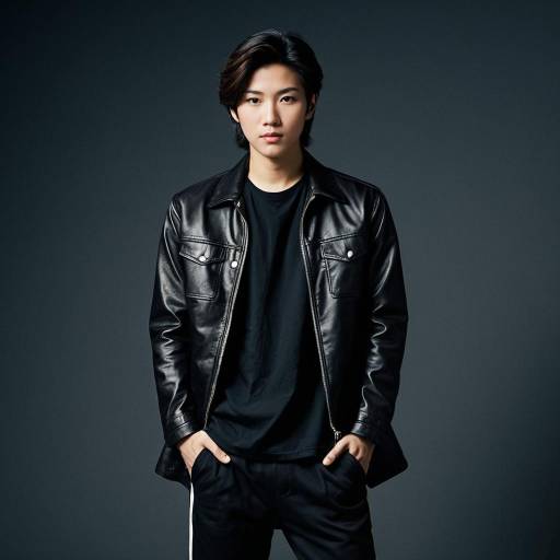 Asian Male in Black Leather Jacket