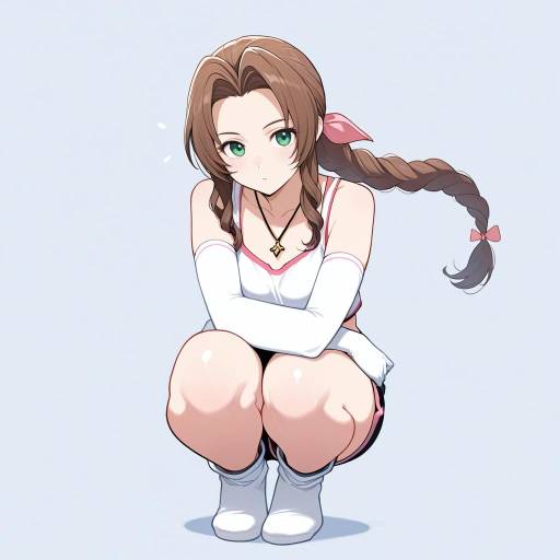 Ethereal Aerith in Moonlit Beach Setting