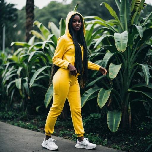 Woman in Yellow Banana Costume Outdoors