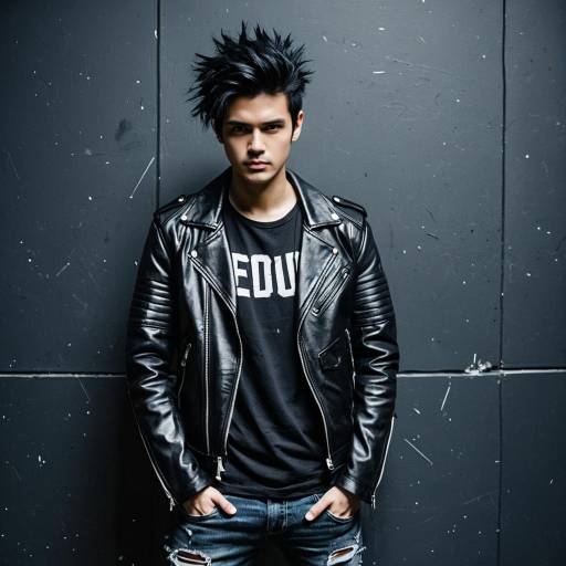 Edgy Urban Male with Black Leather Jacket