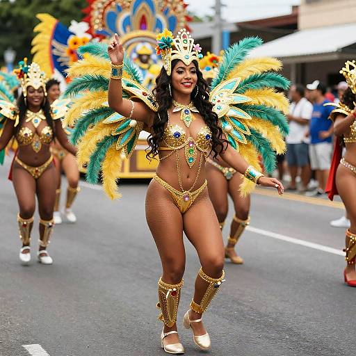 Latin Woman at Vibrant Carnival Parade