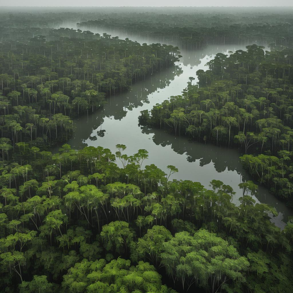 Aerial View of Lush Mangrove Swamp