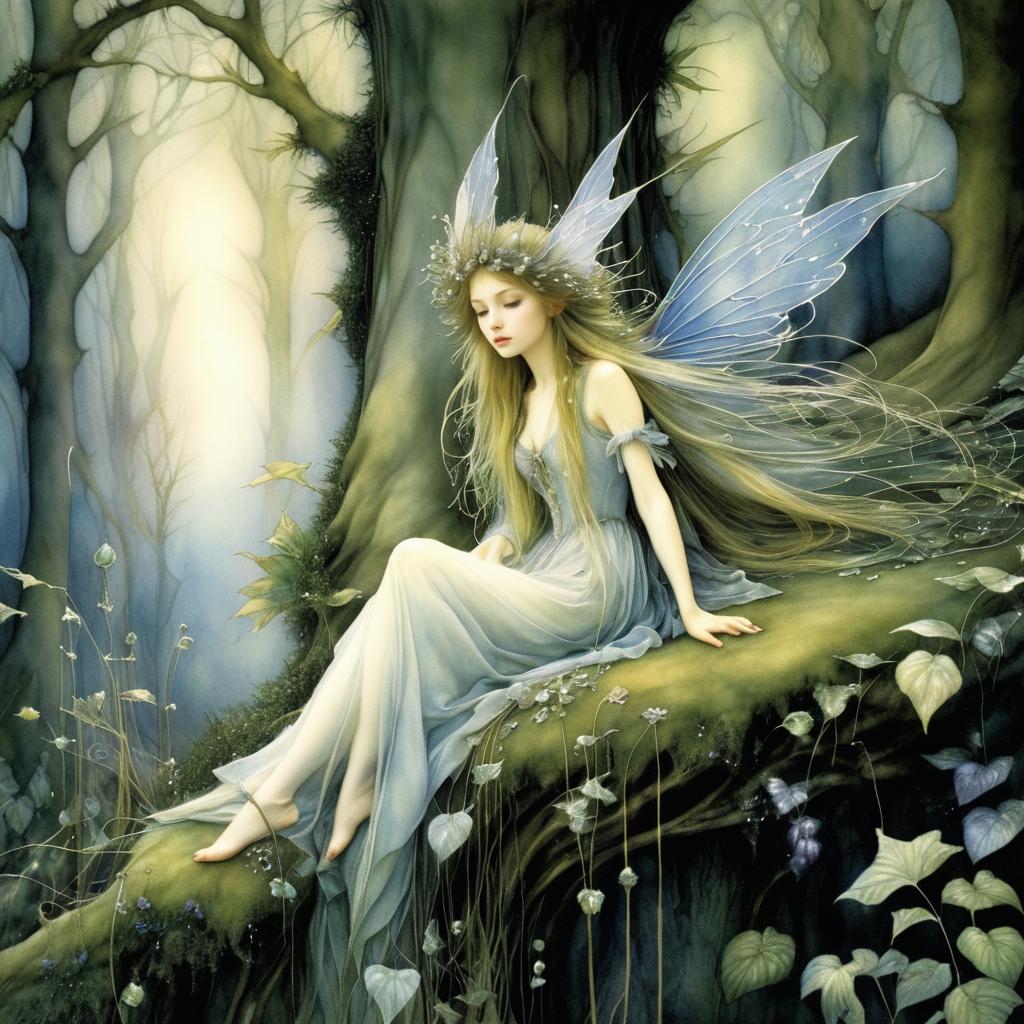 Enchanting Fairy in Whimsical Forest Scene