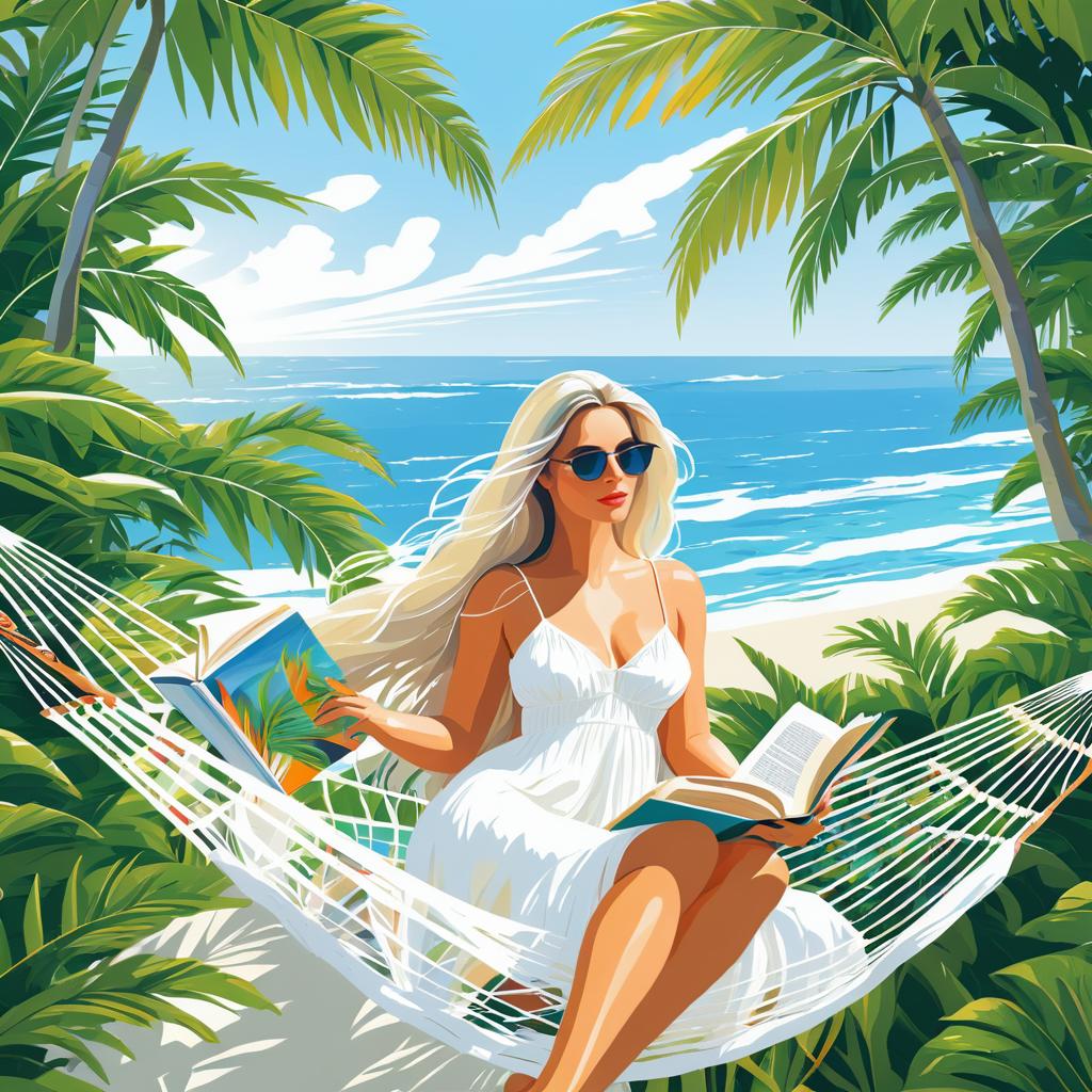 Serene Woman in Tropical Hammock Art