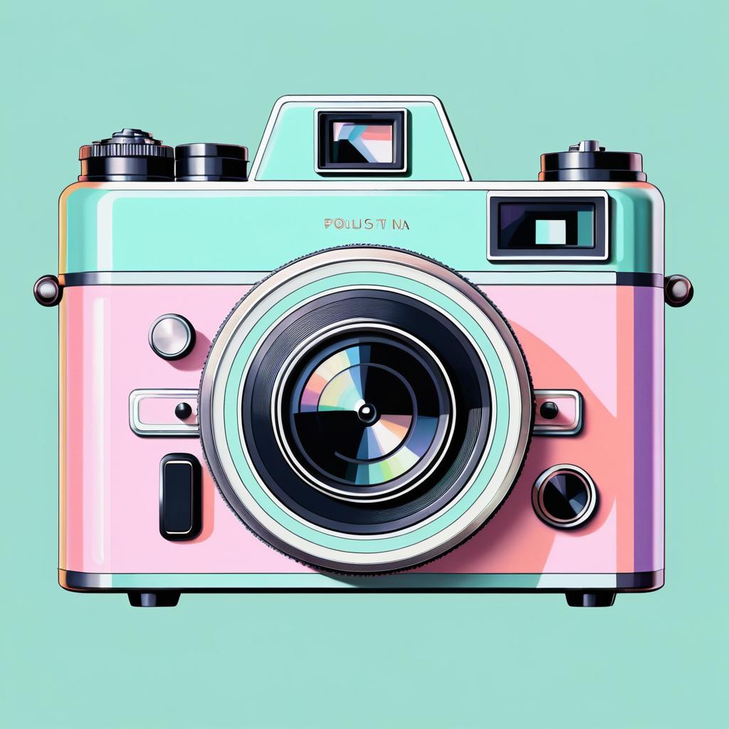 Retro Camera in Pastel Art Style