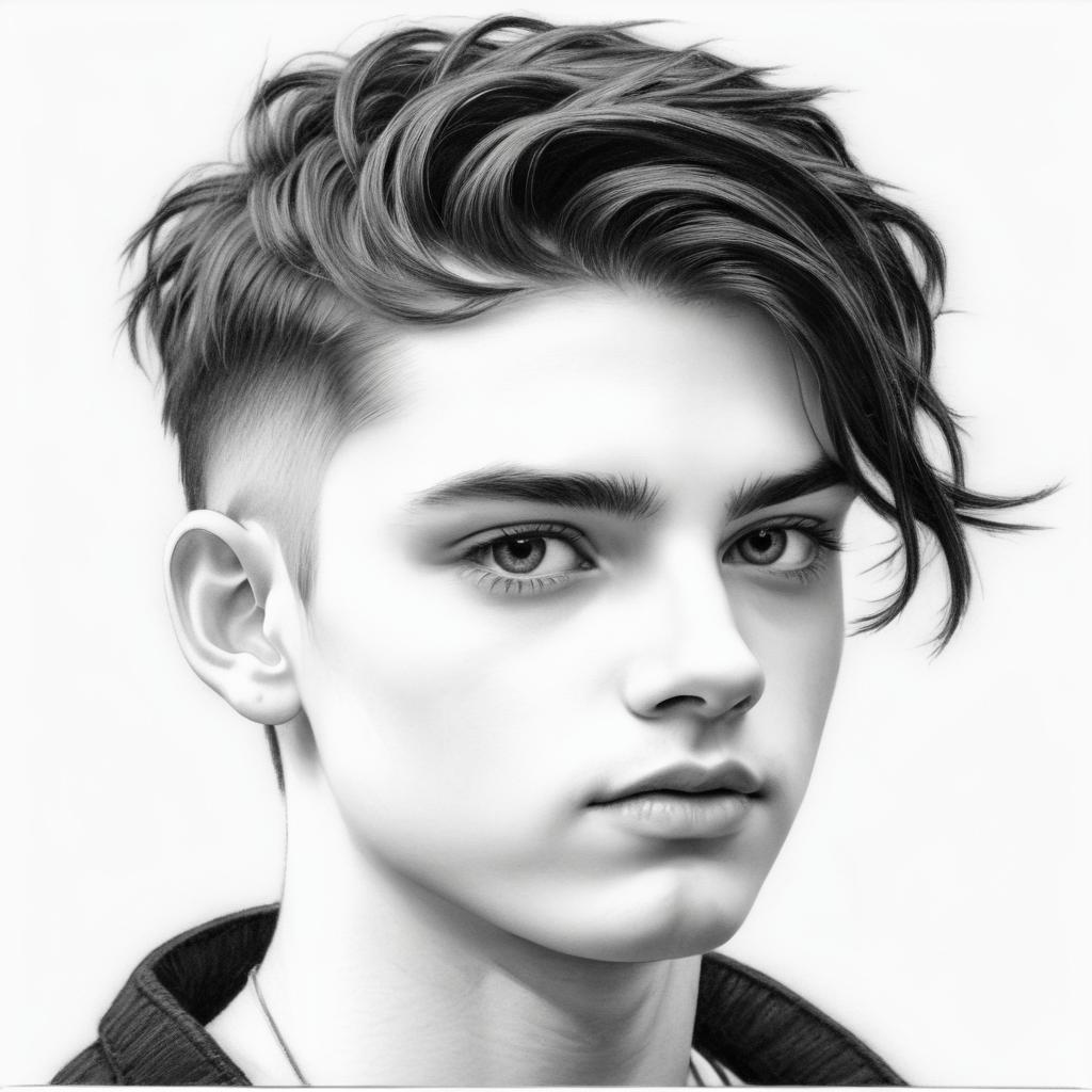 Expressive Black and White Teen Sketch