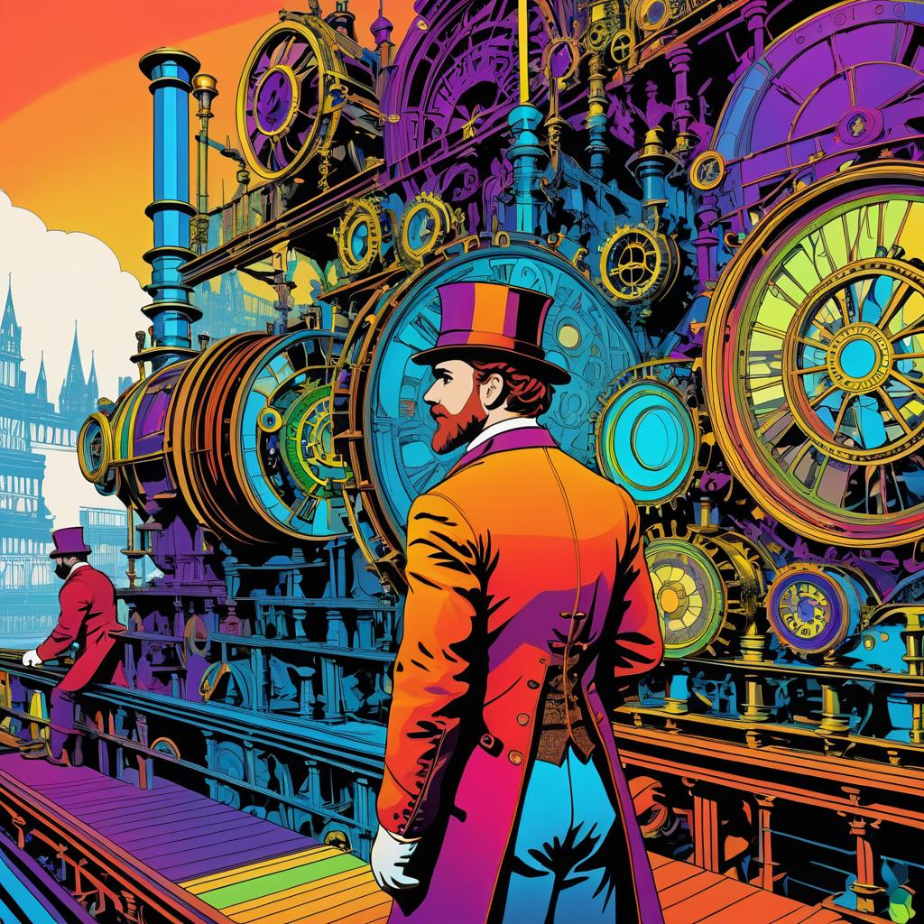 Steampunk Inventor in Vibrant Comic Style