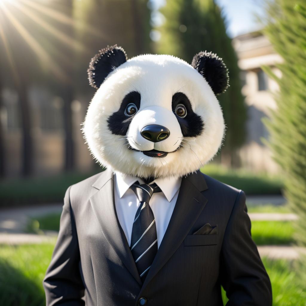 Playful Anthropomorphic Panda in Suit