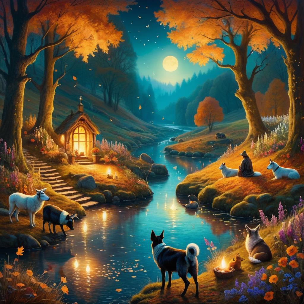 Enchanted Autumn Evening in a Glade