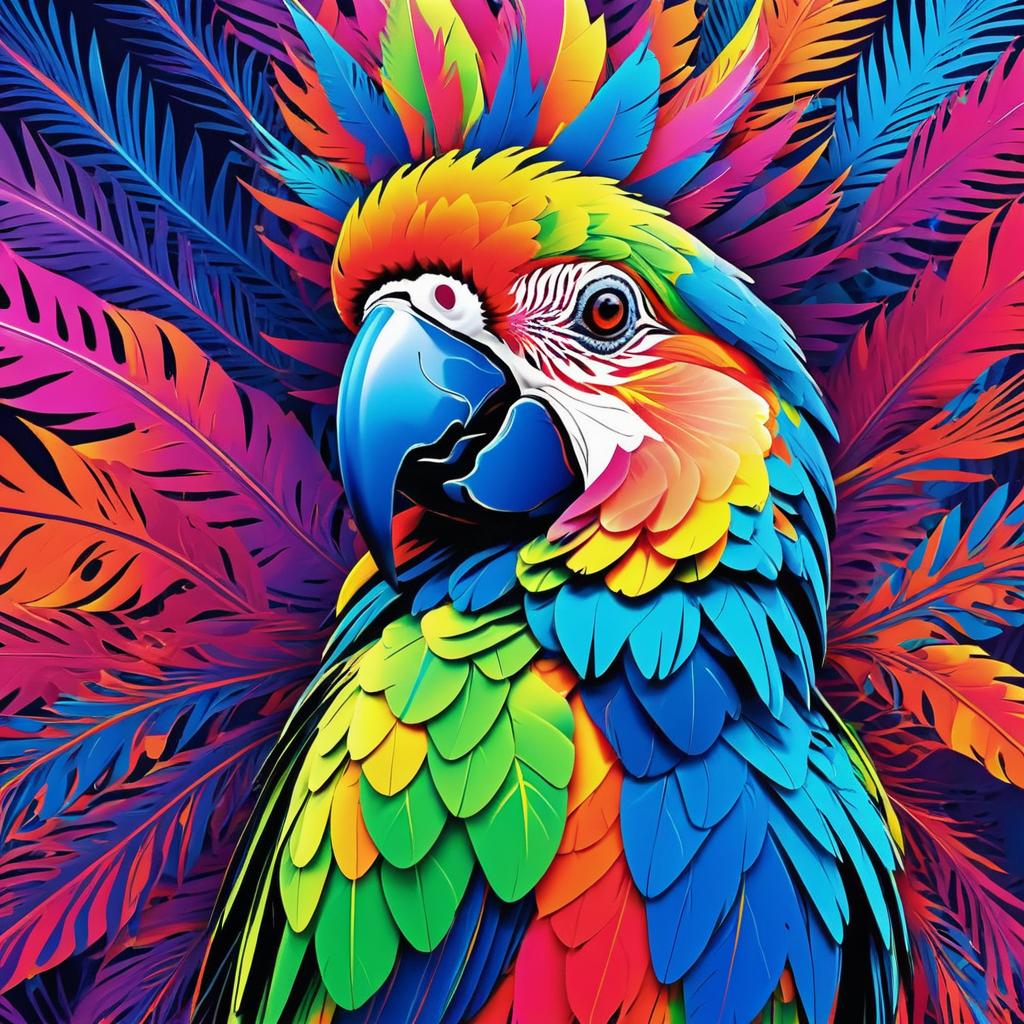 Vibrant Psychedelic Parrot Artwork