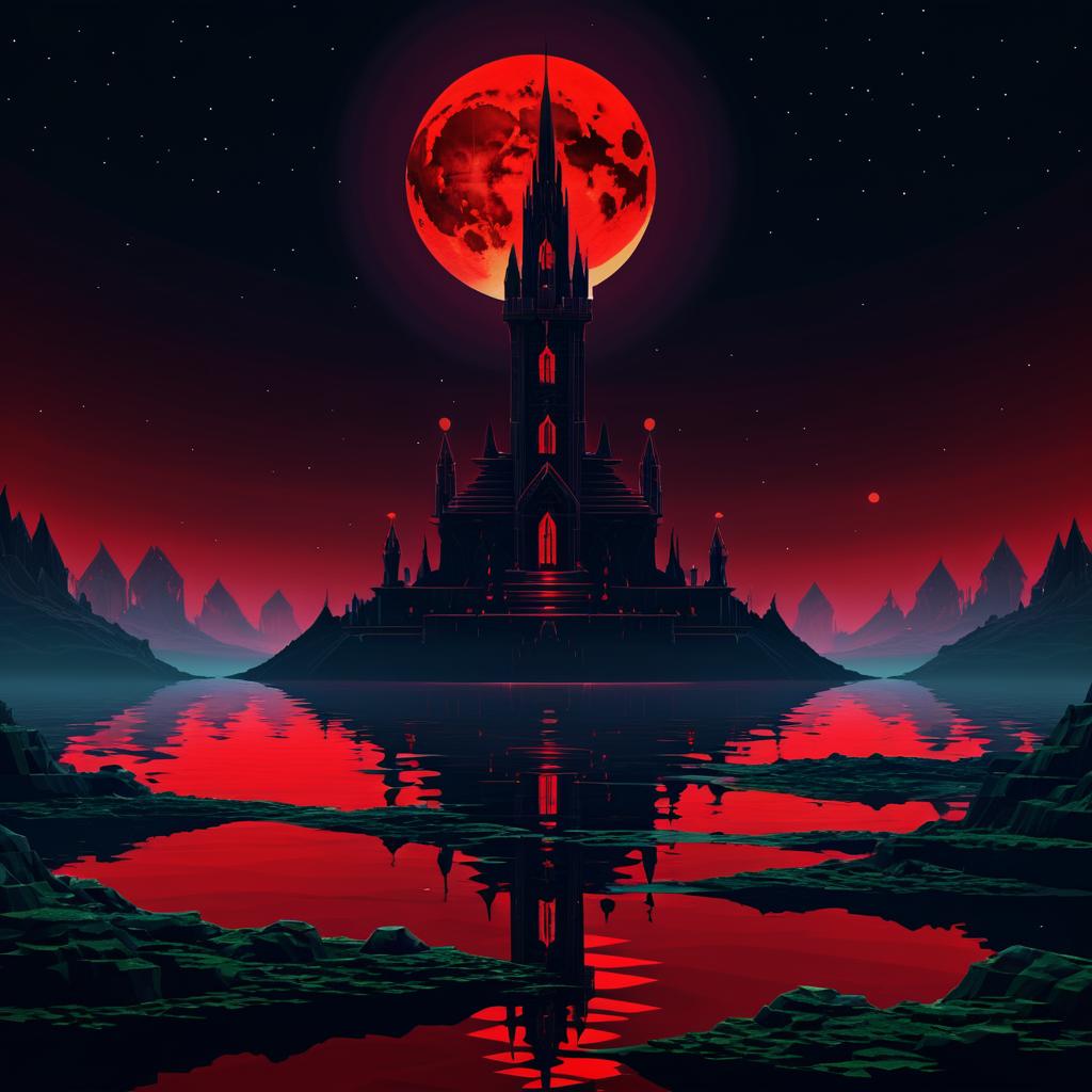 Surreal Low Poly Dark Tower Art