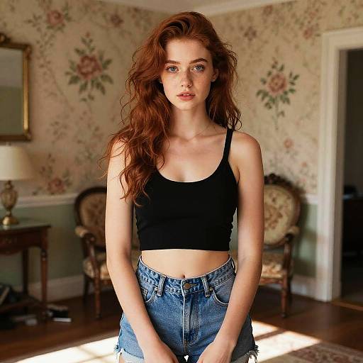 Young Woman in Vintage Room