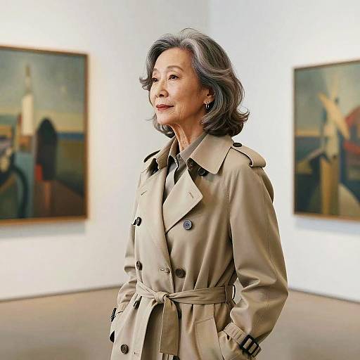 Layered Bangs Senior in Trench Coat