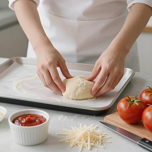 Hands Preparing Dough with Fresh Ingredients