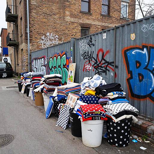 Textile Garage Sale in Urban Alley