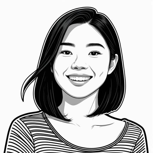 Smiling East Asian Woman Sticker Illustration