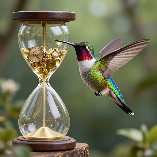 Iridescent Hummingbird on Hourglass