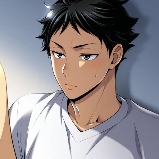 Illustration of Akaashi keiji, haikyuu!! in the style of Caffein