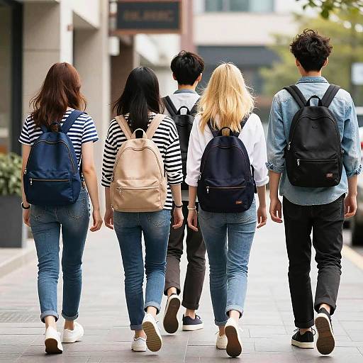 Friends Holding Hands on Sunny Street