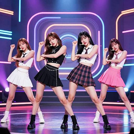 Kpop Girl Group Vibrant Performance