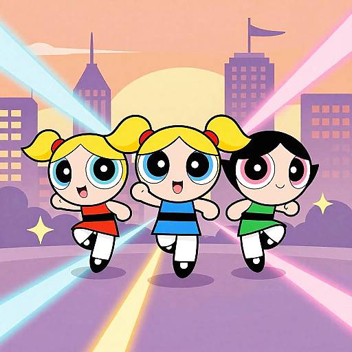 Powerpuff Girls Dynamic Trio Illustration