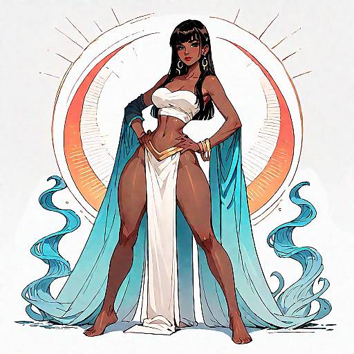 Stylish Cartoon Character with Curvy Figure