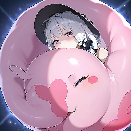 Illustration of Musharna, pokemon in the style of Sakura no tomoru hi e