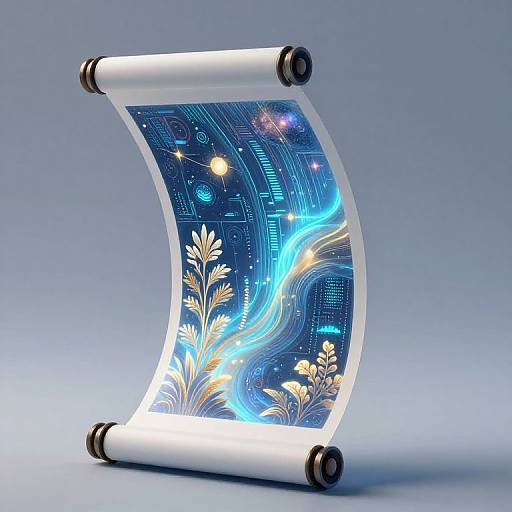 Vibrant Digital Scroll with Algorithmic Patterns